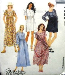 7523  MCCALLS EZ EMPIRE SS-LS FLARE DRESS LENGTHS PATTERN 10-14; 20-24; 22-26 CHOICE uncut